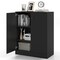 Contemporary 3-Tier Modern Black MDF Side Cabinet with Adjustable Shelves and 2 Closed Doors